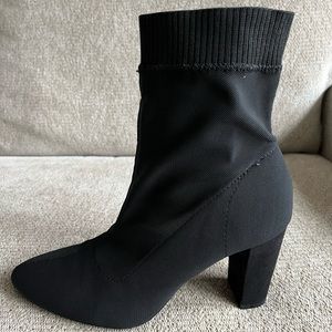 Vera Wang Black Sock Boot Heels